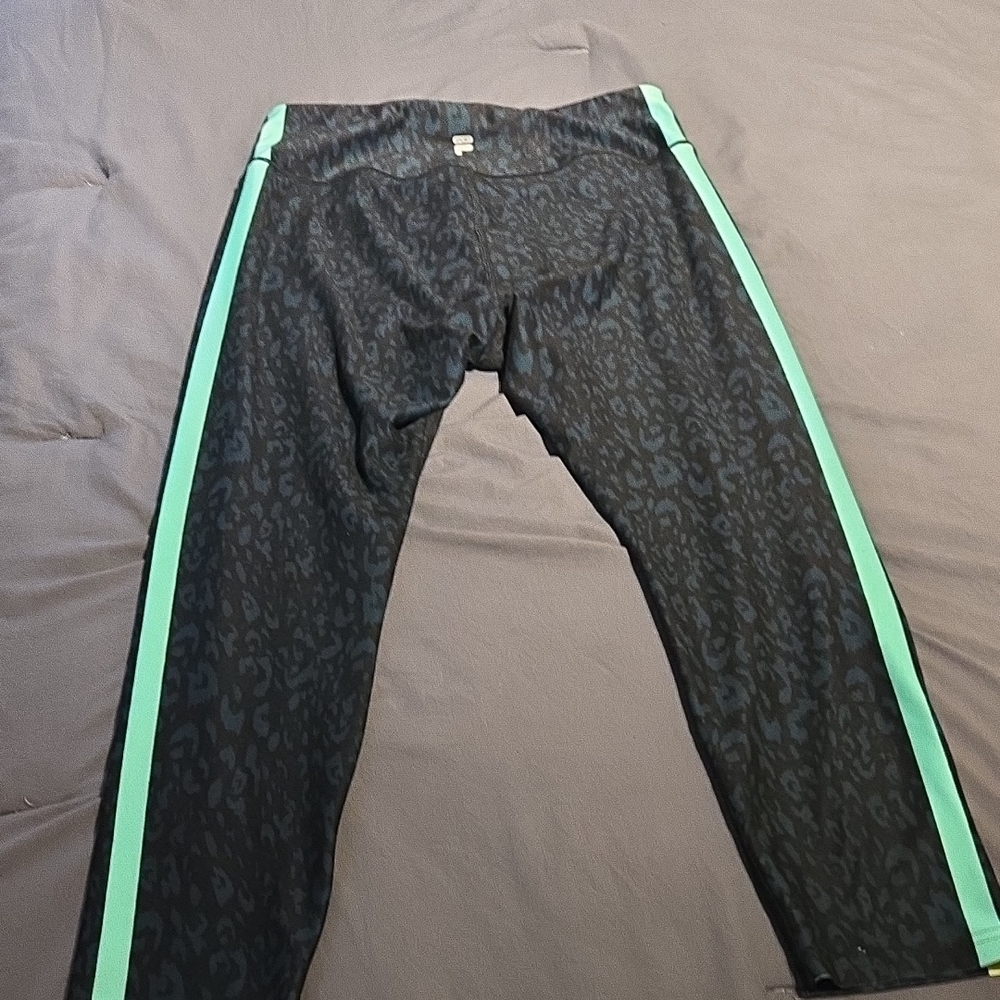 Fila Black and Neon Yellow Leggings